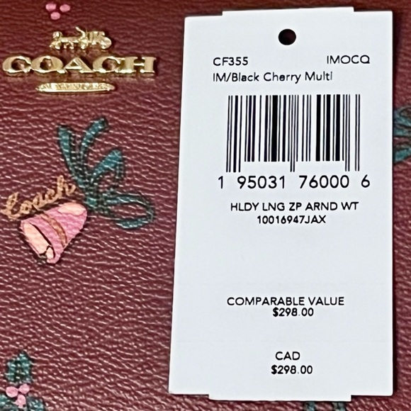 Coach. Holiday Bells Long Zip Around Wallet NWT $298 Retail Limited Edition - Picture 12 of 12